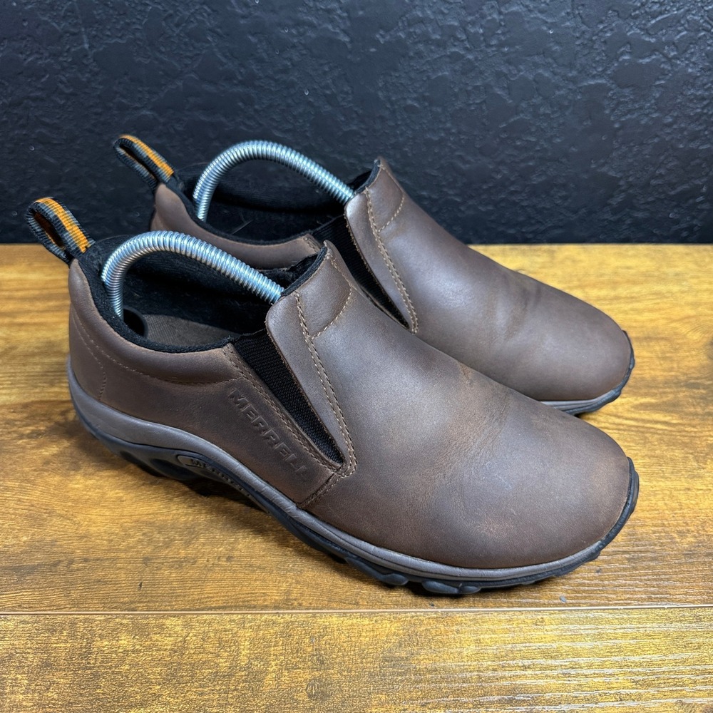 Merrell Jungle Moc Brown Leather Slip-On Casual Shoes Mens Size 8